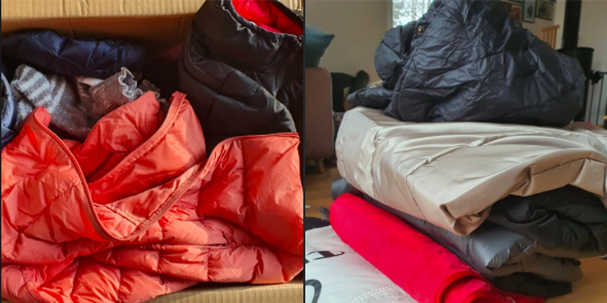 千葉県野田市で喫茶店「琥珀 茶寮あずき」をなさっている木村美枝さんを中心に集めていただいた防寒具