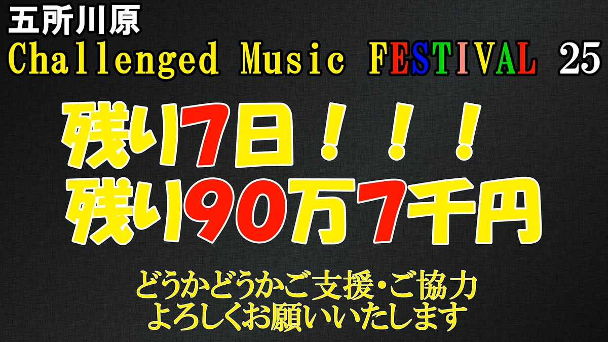 残り１週間！お力を貸してください！