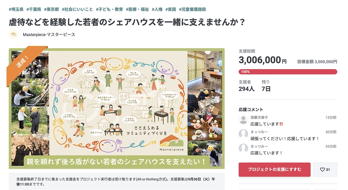 【御礼】300万円、達成いたしましたー！！