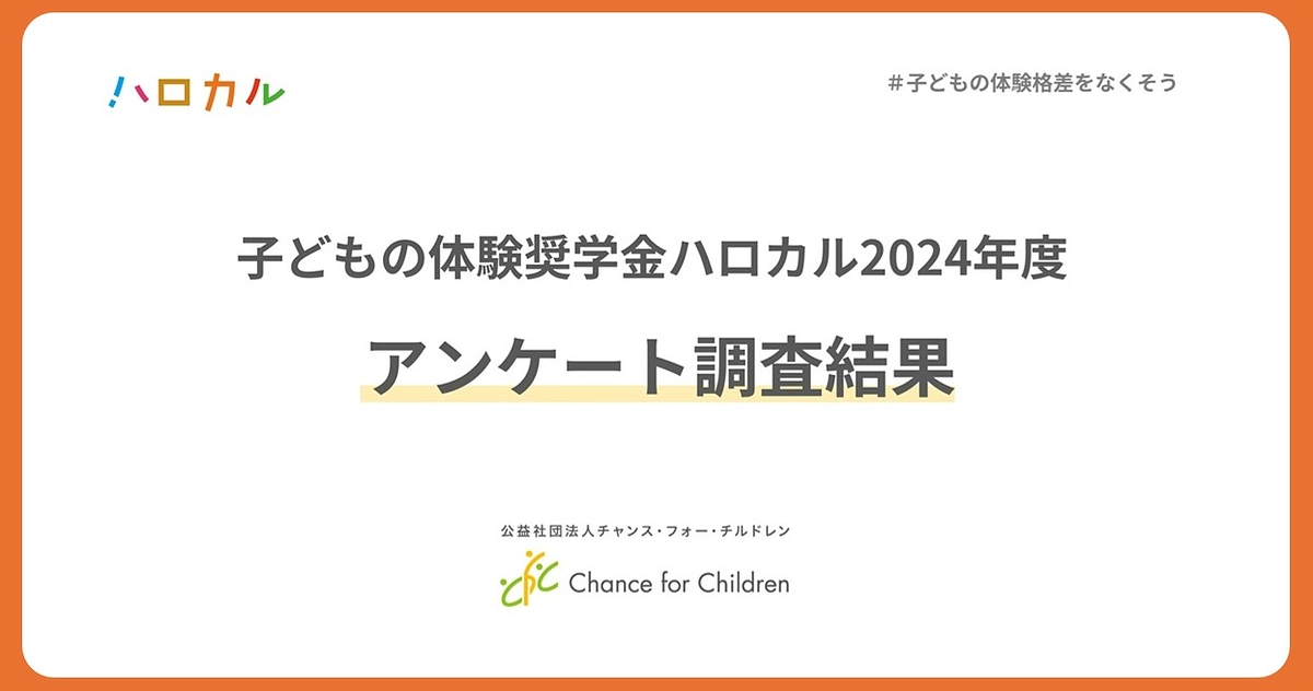 子どもの体験奨学金「ハロカル」を利用した家庭にアンケート調査を実施しました！