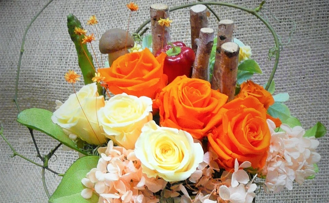 当店利用時に25％割引とプリザーブドフラワー アレンジメント