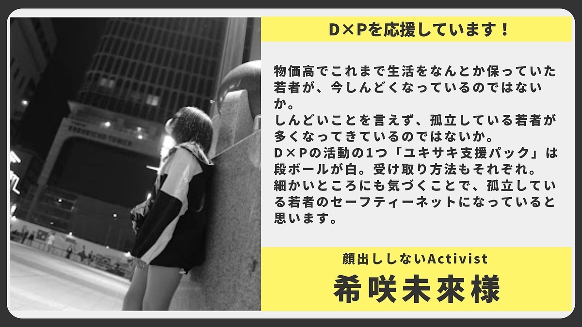 【応援メッセージ】顔出ししないActivist 希咲未來様