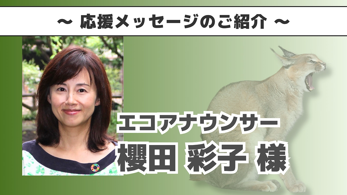 エコアナウンサー 櫻田彩子様よりいただいた応援メッセージのご紹介