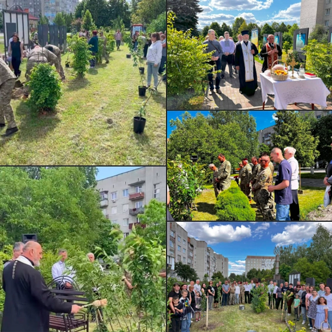 「地雷ではなく桜を大地に、ミサイルではなく花を大空に」リヴィウ州での鎮魂植樹
