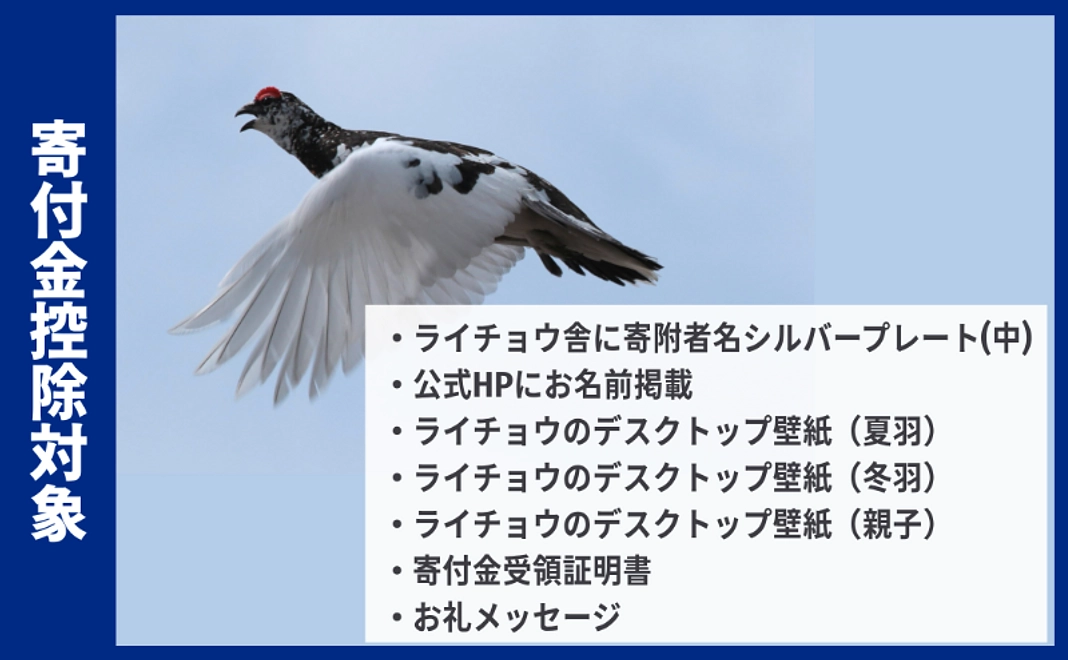 【寄付金控除対象】ライチョウ保全コース｜300,000円