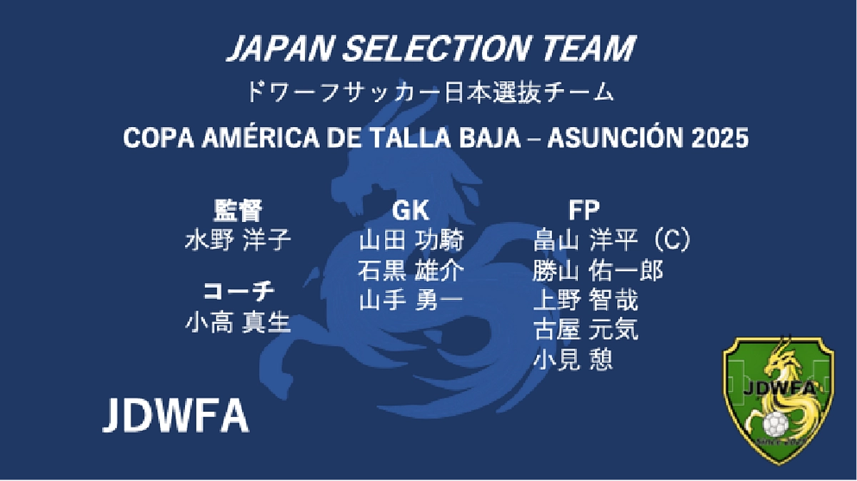 ドワーフサッカー日本選抜メンバーが決定しました！