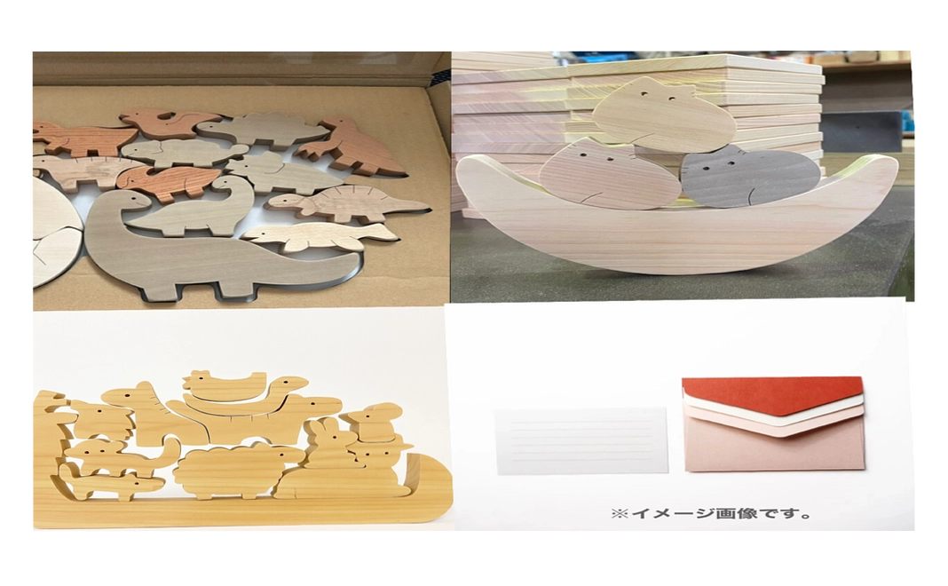 恐竜タワー・猫ブロック・干支ブロック 各1セット+子供たちからの手紙