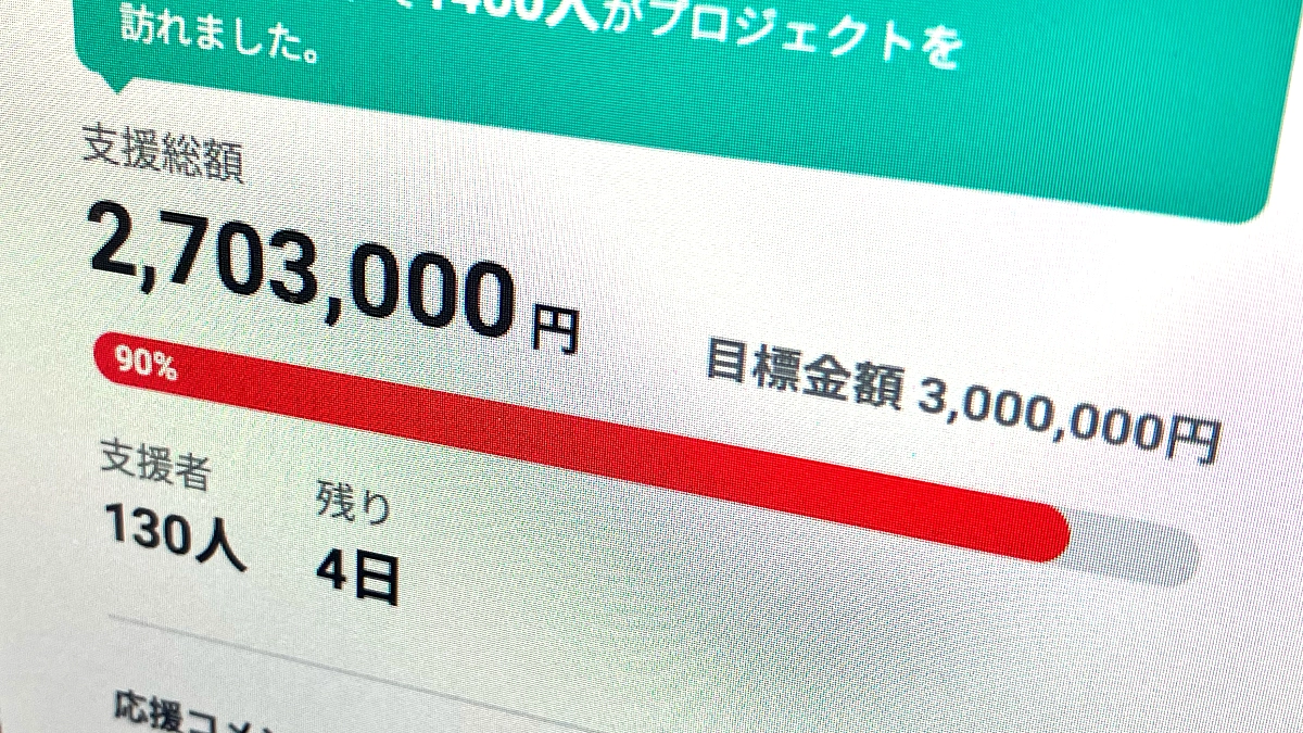【ご報告】支援総額９０％達成！！ 正直、震えています。