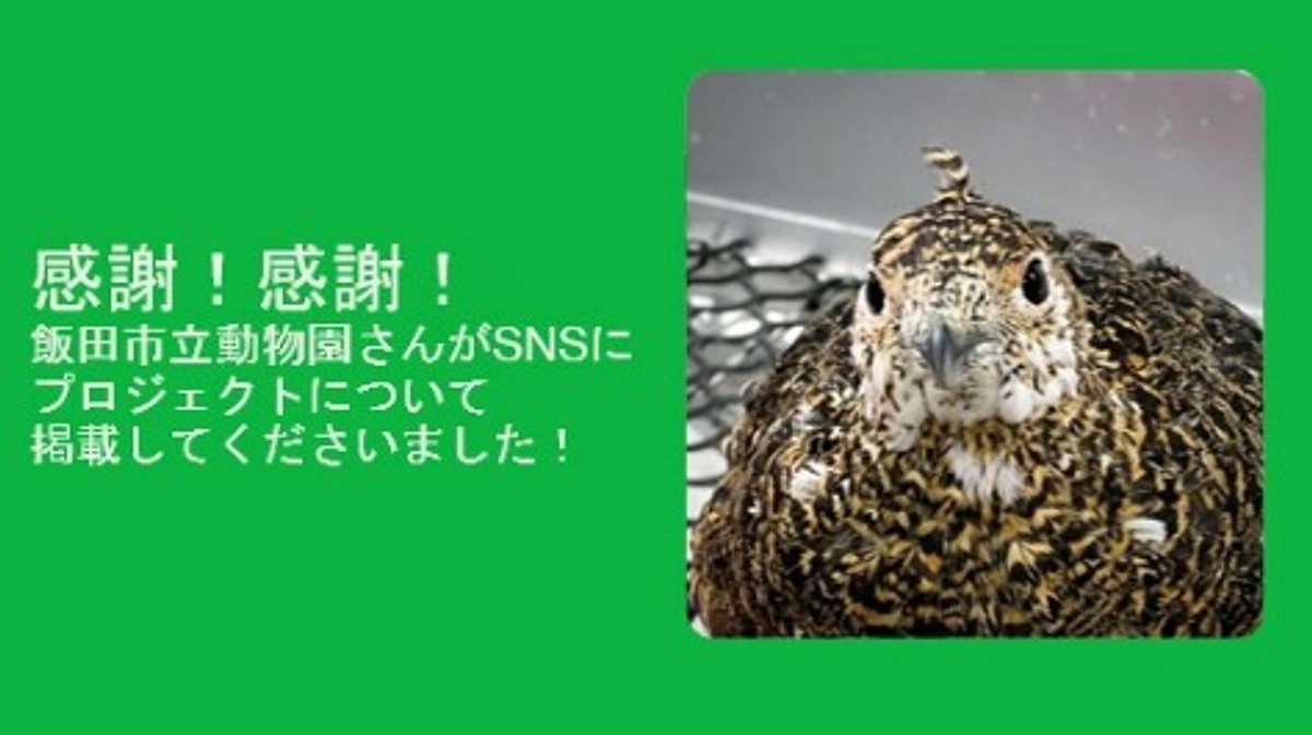 感謝！飯田市立動物園さんがSNSにプロジェクト掲載してくださいました！