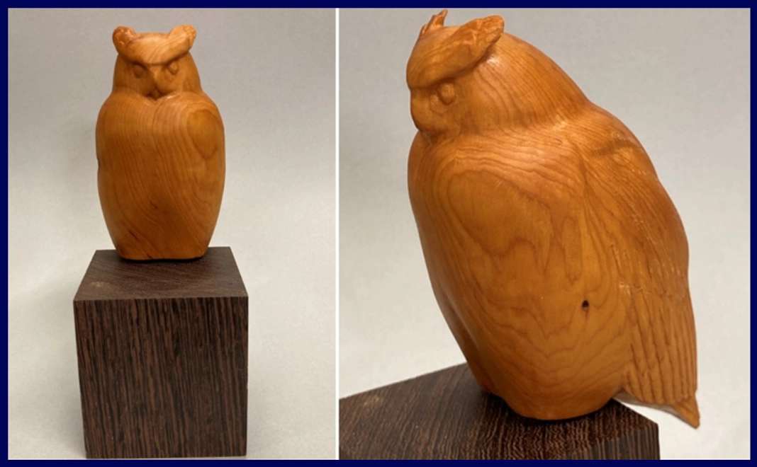【特製品】シマフクロウ素彫り（鳥の工房つばさ様）