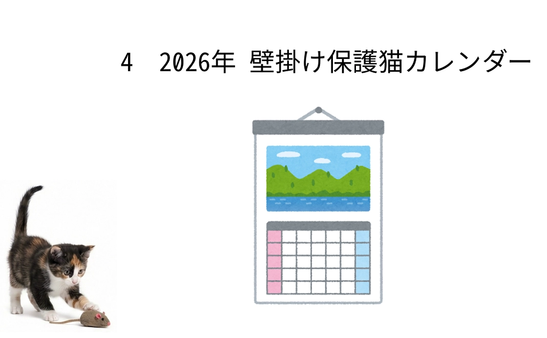 4 2026年 壁掛け保護猫カレンダー