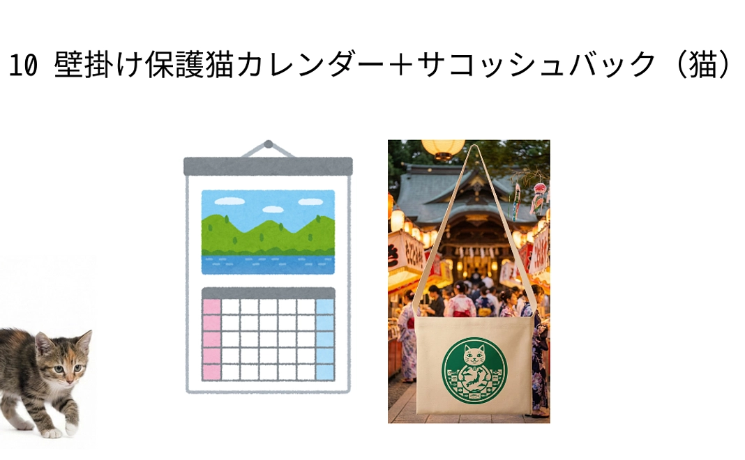 10 壁掛け保護猫カレンダー.+ サコッシュバック(猫)