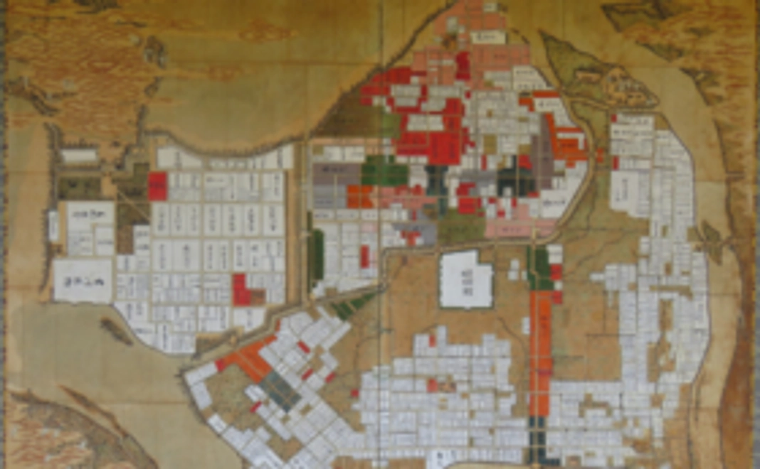 松林桂月筆『春宵花影』と萩の古地図（印刷）