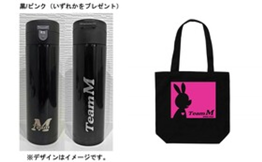 オリジナルステンレスボトル（1コ）/ 限定オリジナルトートバッグ（1コ）/ 感謝のメール / 活動報告メール