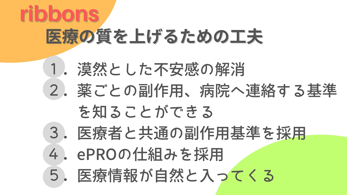 ribbonsの医療の質を上げるための工夫