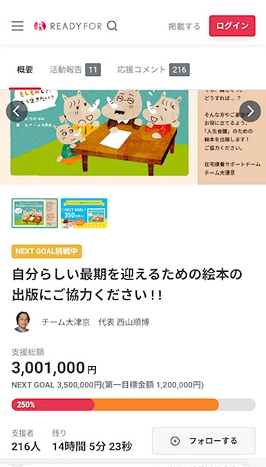 300万円突破!!　終了まで14時間となりました!