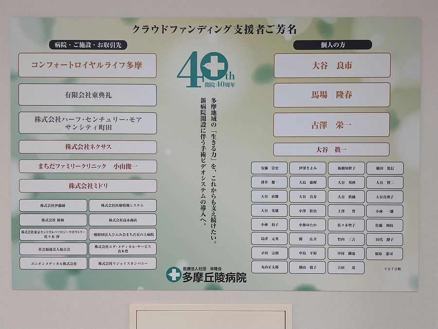 クラウドファンディング御芳名板が完成しました