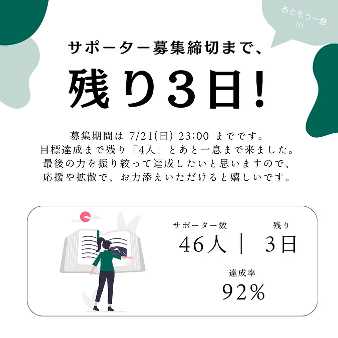 継続寄付サポーター募集も残り3日となりました！