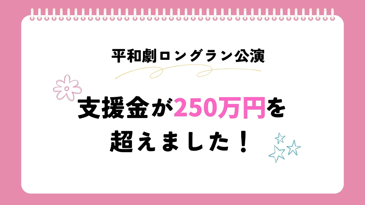 【活動報告１５】支援金が250万円を超えました！