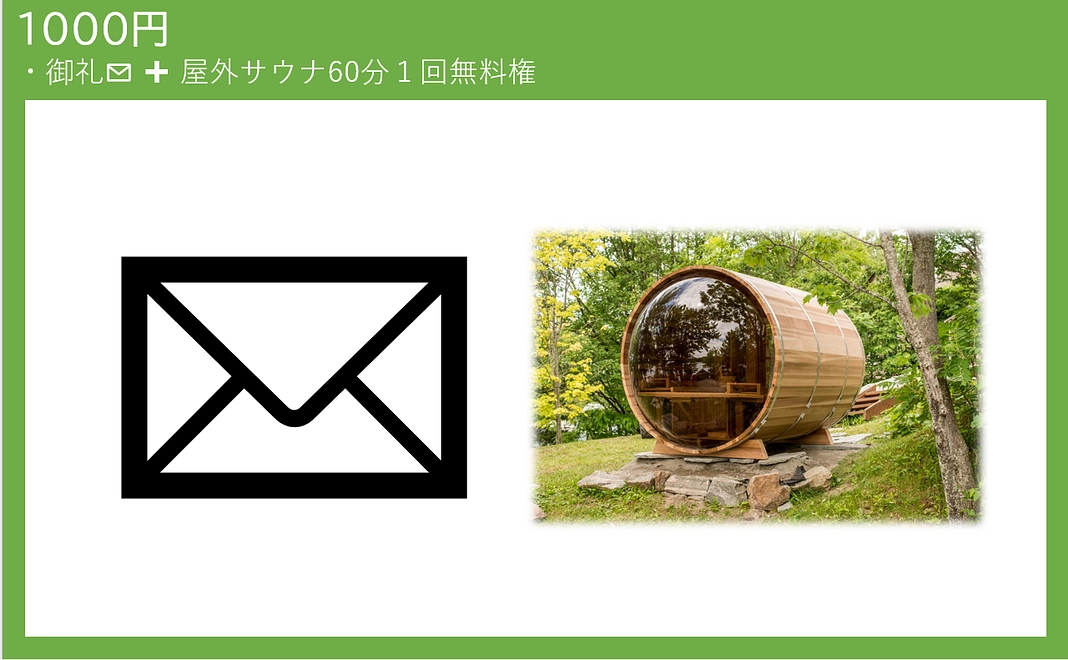 お礼メールとサウナ60分１回利用権