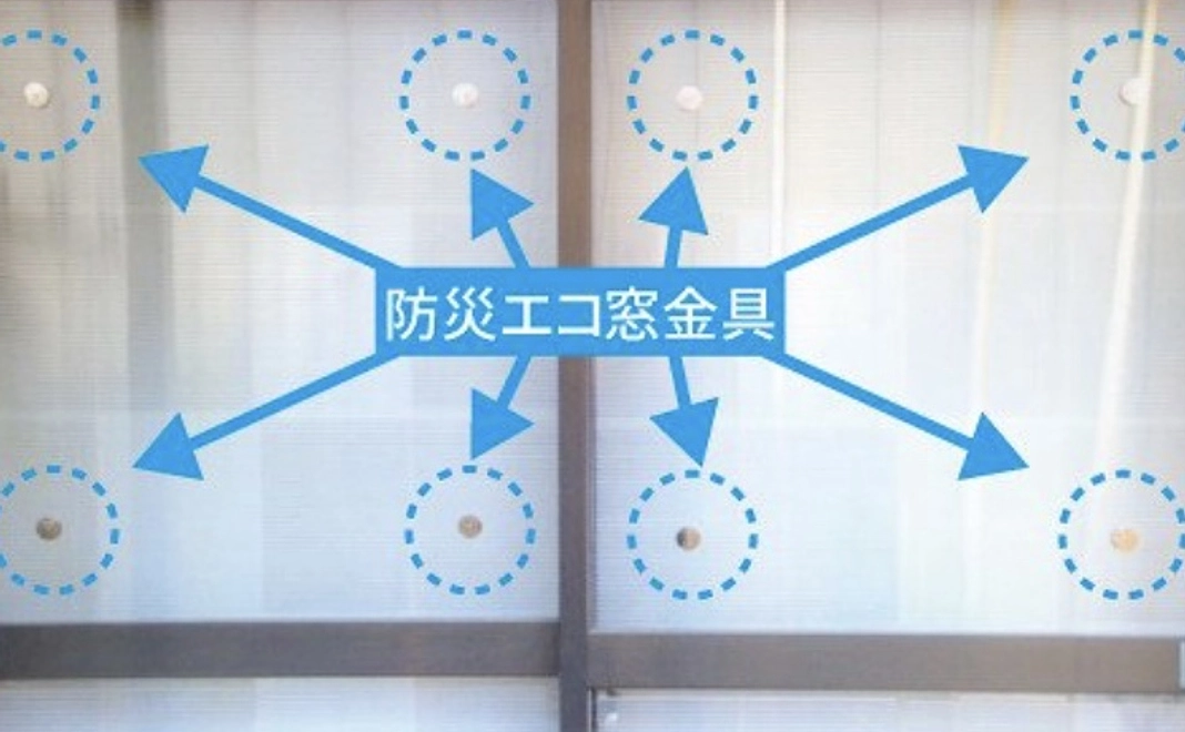 窓ガラス強化＆断熱アイテム「防災エコ窓金具」2４セット、窓６ｍ２分