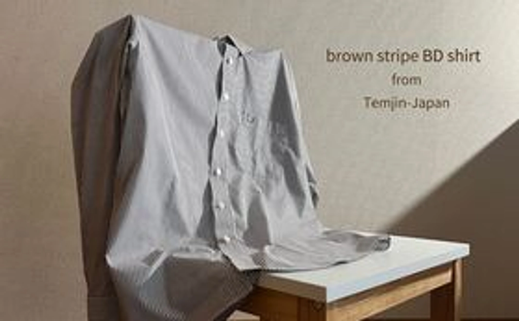 【女性用】brown stripe BD shirt (ブラウン ストライプ ボタンダウンシャツ)