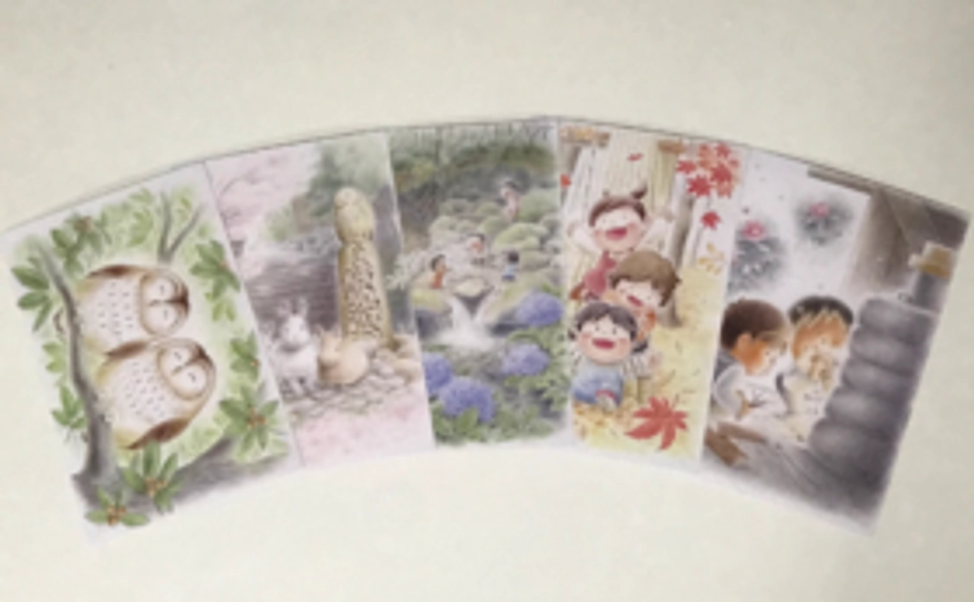 “里乃駅・ランプの宿”オリジナル絵葉書（５枚セット）