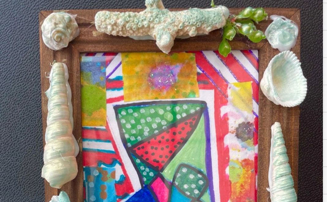 キャサリン・ジェーン・フィッシャー　アート作品小型（約8㎝四方） ＆ジェーンさん直筆サイン入りサンクスカード