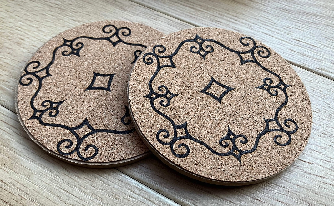 アイヌ模様プリント木製コースター２個セット