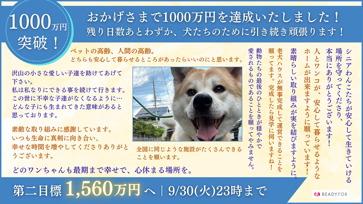 【1000万円突破！】たくさんの応援、本当にありがとうございます！