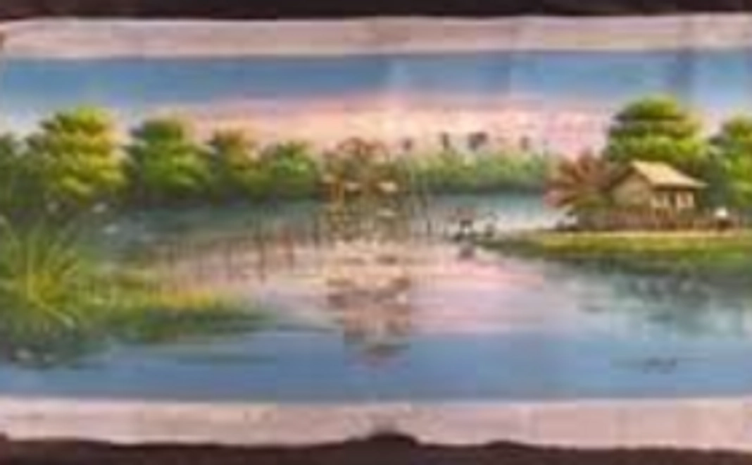 カンボジアの風景を描いた油絵をお送りします