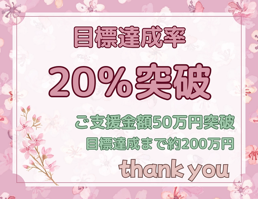 公開2日目で20％突破＆50万円到達！ご支援ありがとうございます！