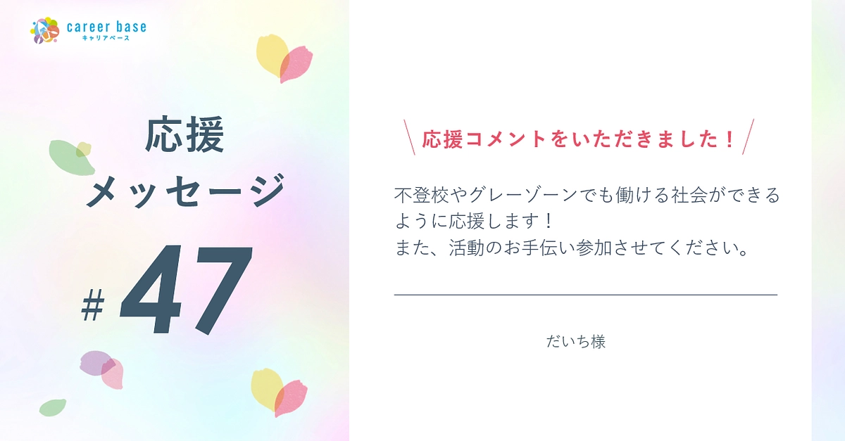 応援メッセージご紹介📣#47 | だいち様