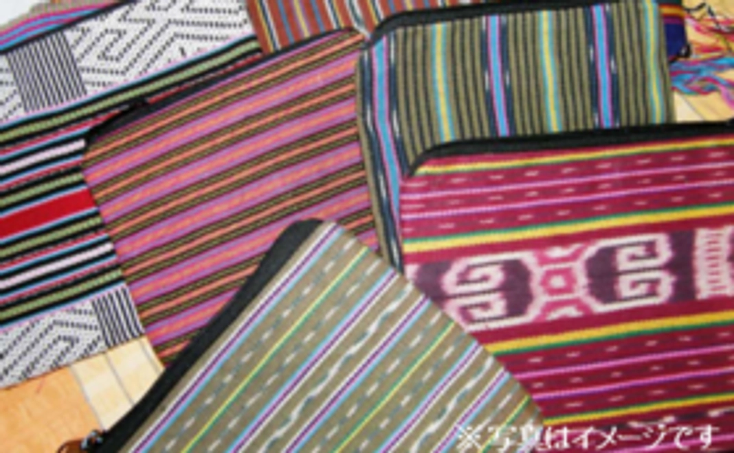 東ティモールの伝統的な織物、タイスで作られた小物＋お礼のポストカード