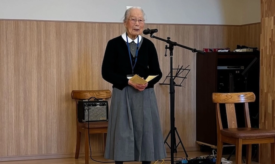 98歳 天羽道子名誉村長より、新居住棟建設にご協力いただいたすべてのみなさまへ感謝のメッセージです