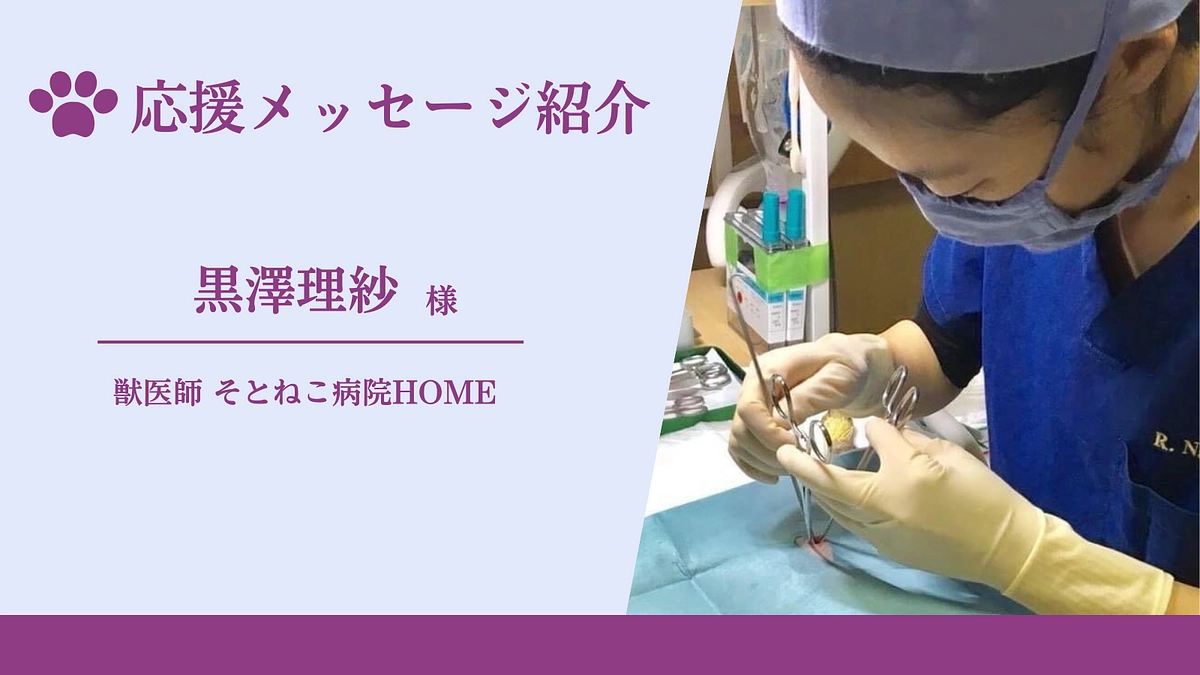 応援メッセージのご紹介（獣医師 そとねこ病院HOME　黒澤理紗様）