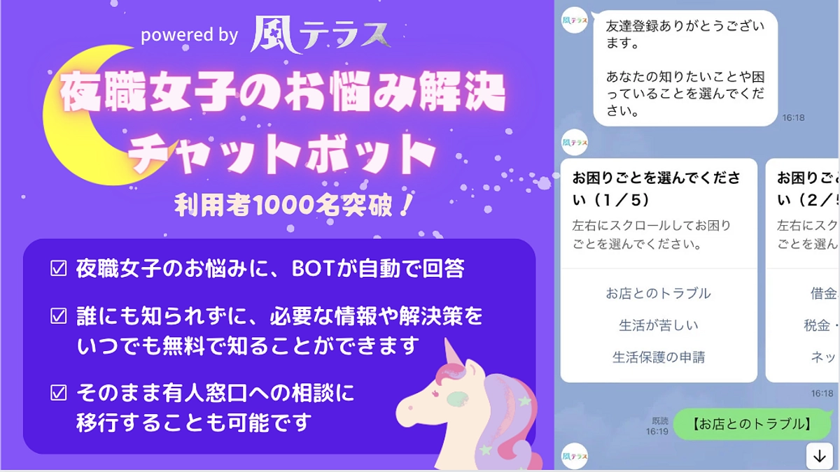【10月の活動報告】「夜職女子のお悩み解決チャットボット」利用者1,000名を突破