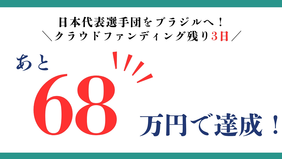 【残り3日！】目標金額到達まであと68万円です！！