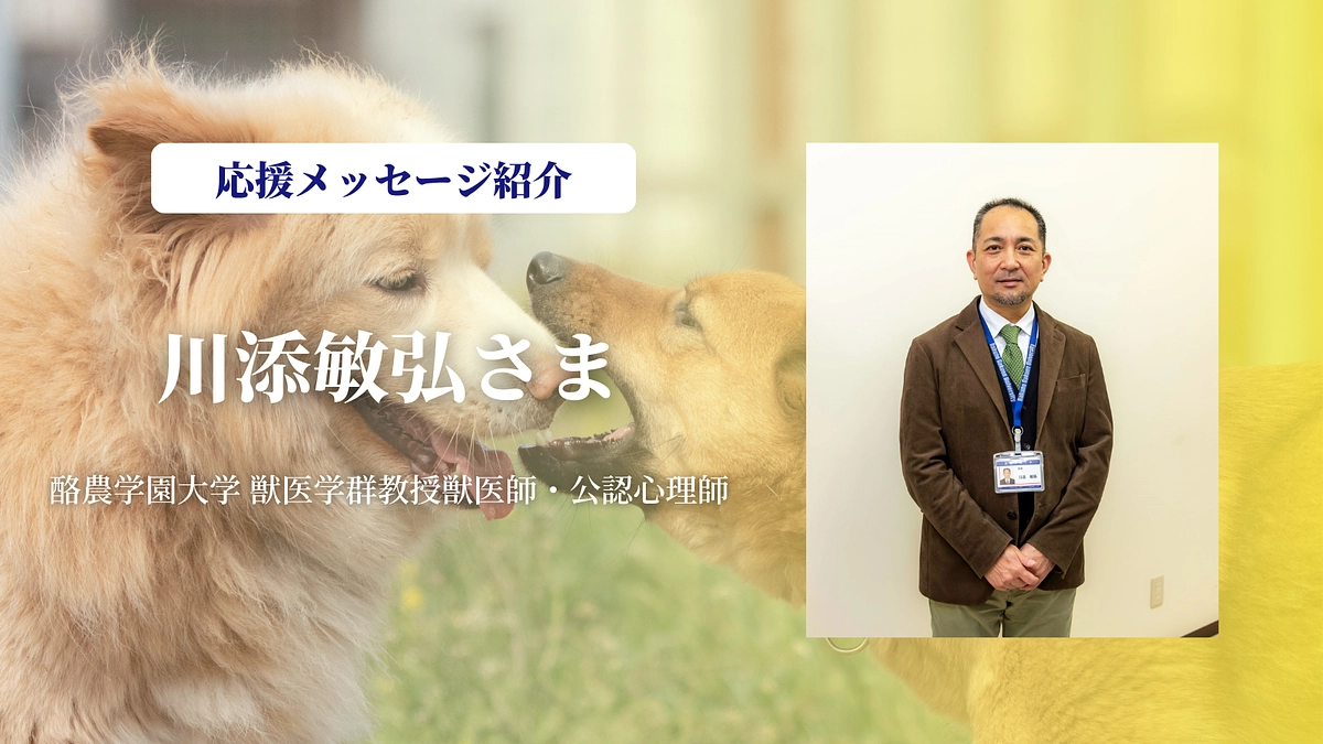 酪農学園大学 獣医学群教授獣医師の川添敏弘さまより、あたたかい応援のメッセージをいただきました