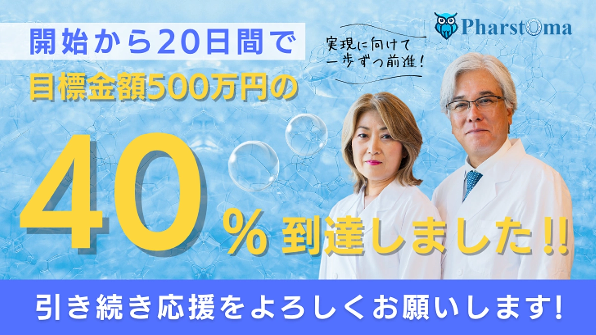 開始から20日で目標額の40%に到達しました！