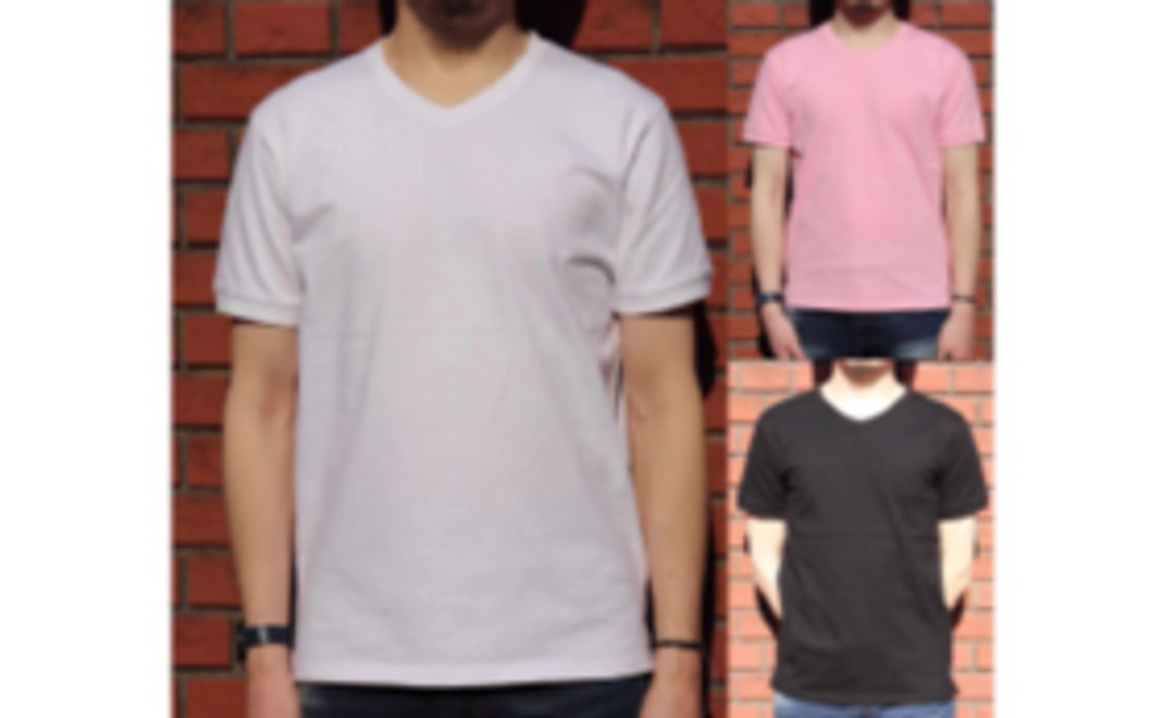 「E-Time」メンズサイズVネックTシャツ Readyfor特別価格
