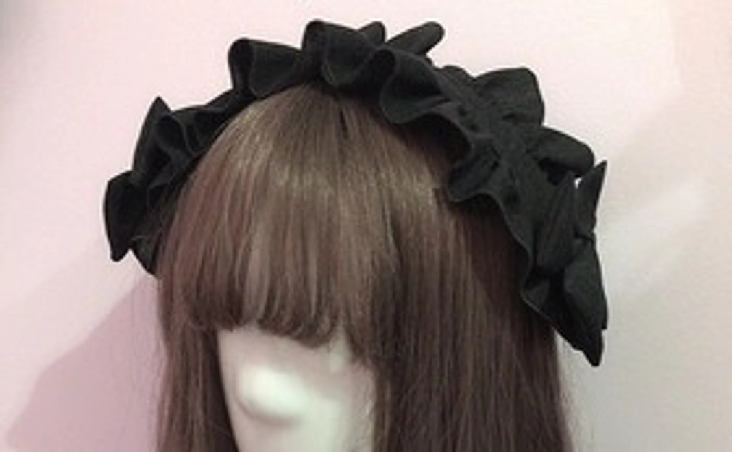 ◇ブラックレザーシルクウールのヘッドドレス