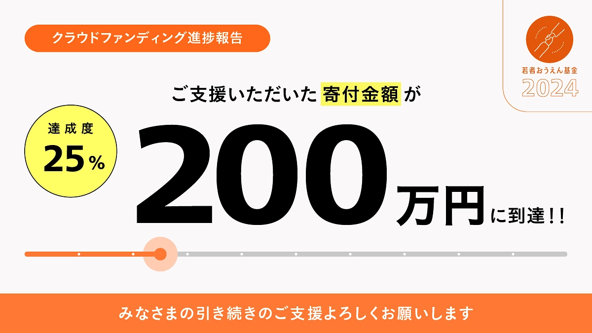 ご寄付いただいた金額が200万円に到達しました！