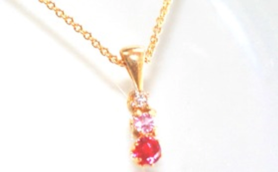 ☆Christmas & New Year k18gp Ruby & Dia & Sapphire Necklace