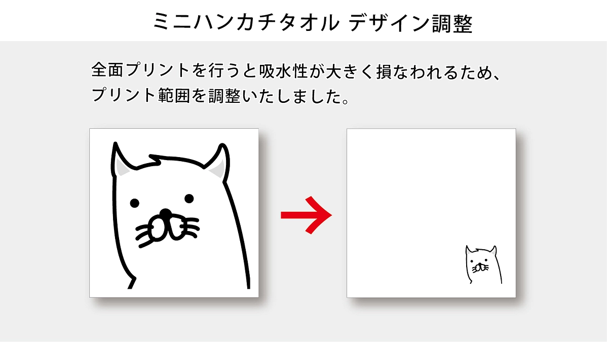 ミニハンカチタオル デザイン調整の件