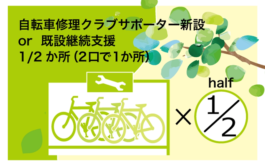 自転車修理クラブサポーター新設or既設継続支援　1/2か所：（2口で1か所）