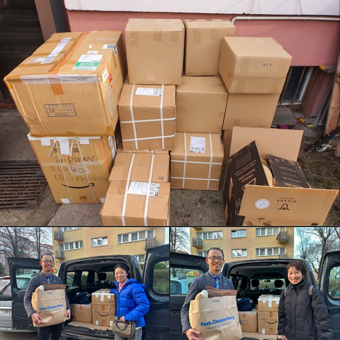 先日ポーランドにいらっしゃった木下さんと園山さんが日本から運んでくれた衣類