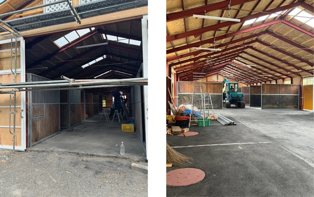 厩舎の再建状況に関して