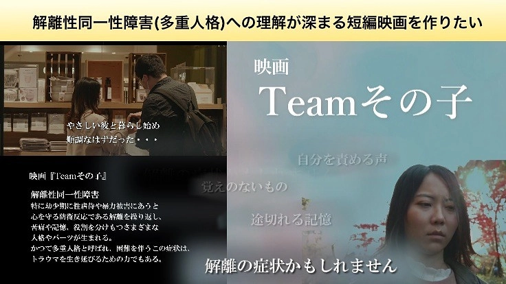 解離性同一性障害（多重人格）への理解が深まる短編映画を作りたい