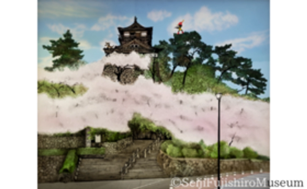 V｜版画「桜の花に包まれた丸岡城」コース